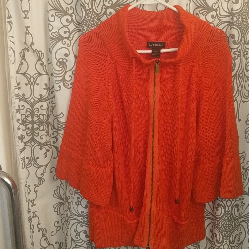 lane bryant orange sweater zip up